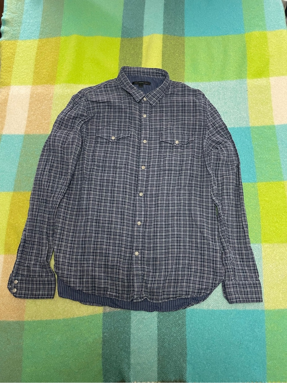 John Varvatos Long Sleeve Button Down Plaid Casual Shirt Men’s